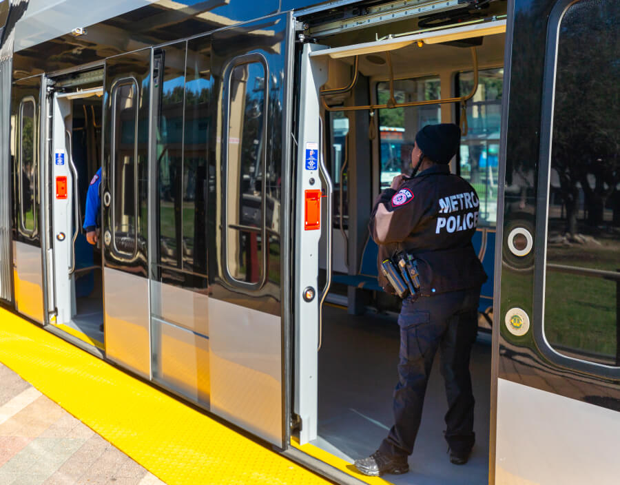 METRO Police Officers patrolling onboard METRORail.